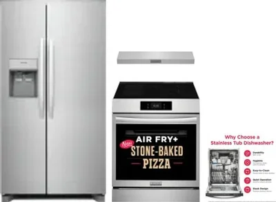 4 Piece Package Includes Refrigerator, Range, Hood And Dishwasher