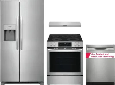 4 Piece Package Includes Refrigerator, Range, Hood And Dishwasher