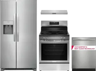 4 Piece Package Includes Refrigerator, Range, Hood And Dishwasher
