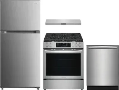 4 Piece Package Includes Refrigerator, Range, Hood And Dishwasher
