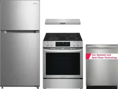 4 Piece Package Includes Refrigerator, Range, Hood And Dishwasher