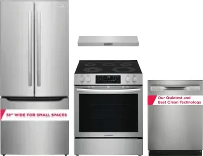 4 Piece Package Includes Refrigerator, Range, Hood And Dishwasher