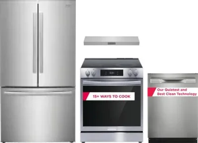 4 Piece Package Includes Refrigerator, Range, Hood And Dishwasher