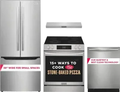 4 Piece Package Includes Refrigerator, Range, Hood And Dishwasher