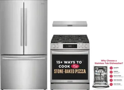 4 Piece Package Includes Refrigerator, Range, Hood And Dishwasher