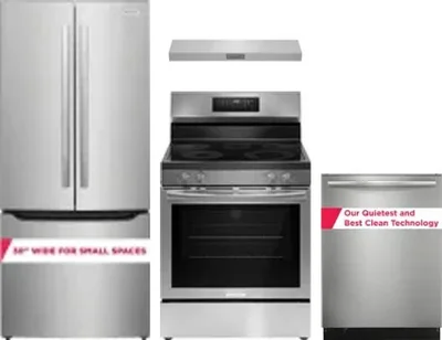4 Piece Package Includes Refrigerator, Range, Hood And Dishwasher
