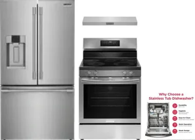 4 Piece Package Includes Refrigerator, Range, Hood And Dishwasher