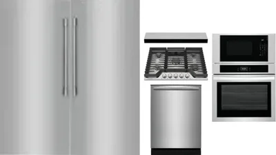 6 Piece Package Includes Refrigerator, Freezer, Cooktop, Wall Oven, Hood And Dishwasher