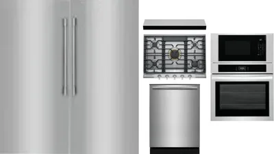 6 Piece Package Includes Refrigerator, Freezer, Cooktop, Wall Oven, Hood And Dishwasher