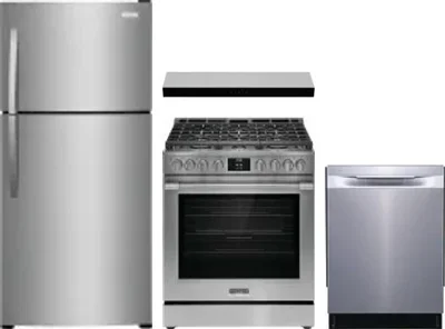 4 Piece Package Includes Refrigerator, Range, Hood And Dishwasher