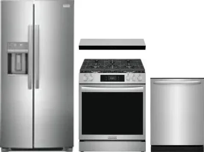 4 Piece Package Includes Refrigerator, Range, Hood And Dishwasher