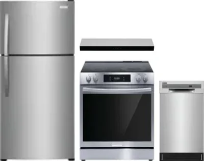 4 Piece Package Includes Refrigerator, Range, Hood And Dishwasher
