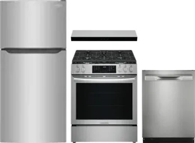 4 Piece Package Includes Refrigerator, Range, Hood And Dishwasher
