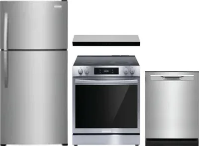 4 Piece Package Includes Refrigerator, Range, Hood And Dishwasher