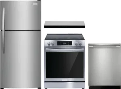 4 Piece Package Includes Refrigerator, Range, Hood And Dishwasher