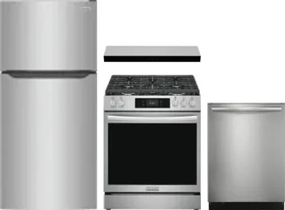 4 Piece Package Includes Refrigerator, Range, Hood And Dishwasher