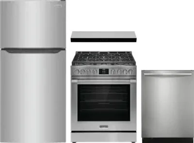 4 Piece Package Includes Refrigerator, Range, Hood And Dishwasher