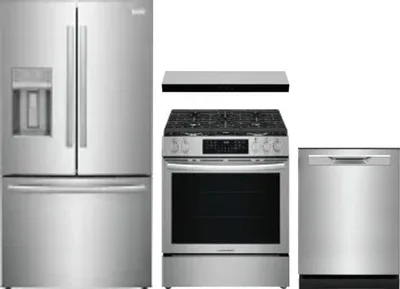 4 Piece Package Includes Refrigerator, Range, Hood And Dishwasher