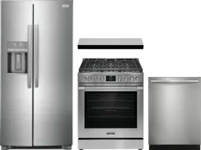 4 Piece Package Includes Refrigerator, Range, Hood And Dishwasher