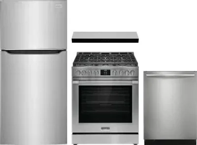 4 Piece Package Includes Refrigerator, Range, Hood And Dishwasher