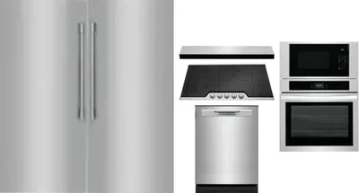6 Piece Package Includes Refrigerator, Freezer, Cooktop, Wall Oven, Hood And Dishwasher