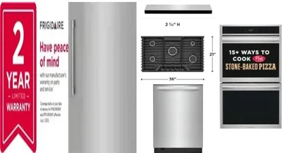6 Piece Package Includes Refrigerator, Freezer, Cooktop, Wall Oven, Hood And Dishwasher