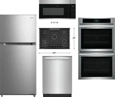 5 Piece Package Includes Refrigerator, Cooktop, Wall Oven, Microwave And Dishwasher