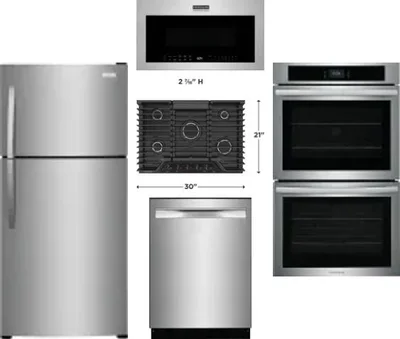 5 Piece Package Includes Refrigerator, Cooktop, Wall Oven, Microwave And Dishwasher