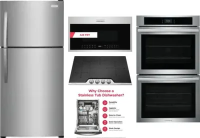 5 Piece Package Includes Refrigerator, Cooktop, Wall Oven, Microwave And Dishwasher
