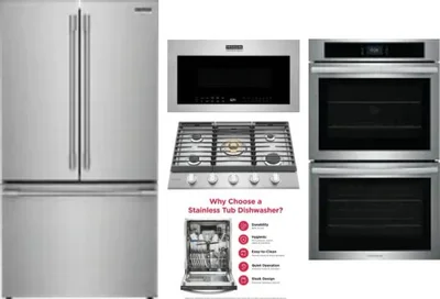 5 Piece Package Includes Refrigerator, Cooktop, Wall Oven, Microwave And Dishwasher