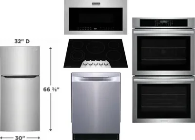 5 Piece Package Includes Refrigerator, Cooktop, Wall Oven, Microwave And Dishwasher