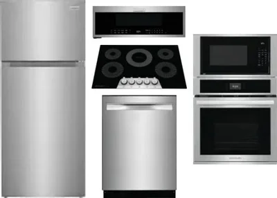 5 Piece Package Includes Refrigerator, Cooktop, Wall Oven, Microwave And Dishwasher