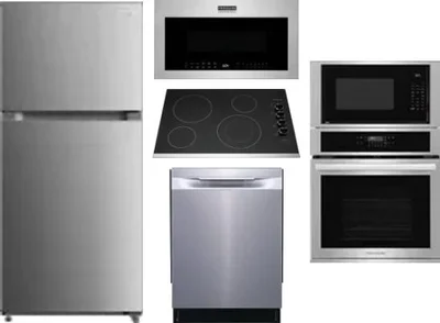 5 Piece Package Includes Refrigerator, Cooktop, Wall Oven, Microwave And Dishwasher