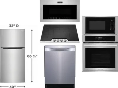 5 Piece Package Includes Refrigerator, Cooktop, Wall Oven, Microwave And Dishwasher