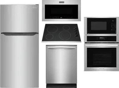 5 Piece Package Includes Refrigerator, Cooktop, Wall Oven, Microwave And Dishwasher