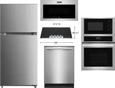 5 Piece Package Includes Refrigerator, Cooktop, Wall Oven, Microwave And Dishwasher