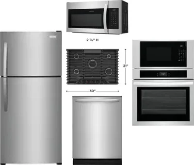 5 Piece Package Includes Refrigerator, Cooktop, Wall Oven, Microwave And Dishwasher