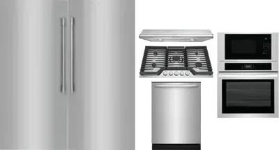 6 Piece Package Includes Refrigerator, Freezer, Cooktop, Wall Oven, Hood And Dishwasher