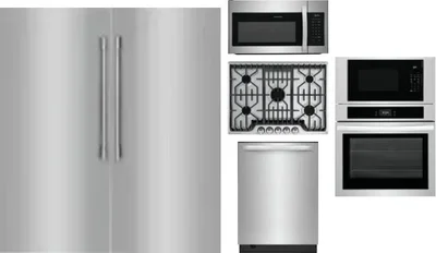 6 Piece Package Includes Refrigerator, Freezer, Cooktop, Wall Oven, Microwave And Dishwasher