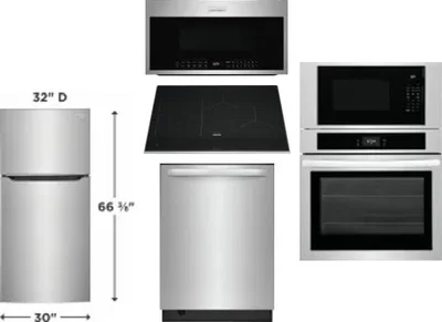 5 Piece Package Includes Refrigerator, Cooktop, Wall Oven, Microwave And Dishwasher
