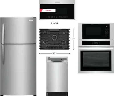 5 Piece Package Includes Refrigerator, Cooktop, Wall Oven, Microwave And Dishwasher