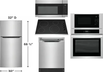 5 Piece Package Includes Refrigerator, Cooktop, Wall Oven, Microwave And Dishwasher