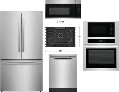 5 Piece Package Includes Refrigerator, Cooktop, Wall Oven, Microwave And Dishwasher