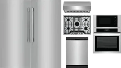 6 Piece Package Includes Refrigerator, Freezer, Cooktop, Wall Oven, Hood And Dishwasher