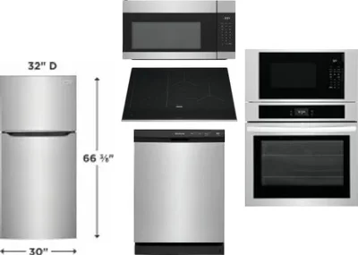 5 Piece Package Includes Refrigerator, Cooktop, Wall Oven, Microwave And Dishwasher