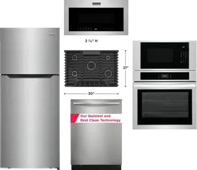 5 Piece Package Includes Refrigerator, Cooktop, Wall Oven, Microwave And Dishwasher