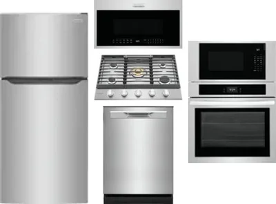 5 Piece Package Includes Refrigerator, Cooktop, Wall Oven, Microwave And Dishwasher