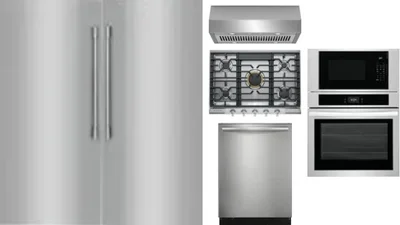 6 Piece Package Includes Refrigerator, Freezer, Cooktop, Wall Oven, Hood And Dishwasher
