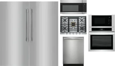 6 Piece Package Includes Refrigerator, Freezer, Cooktop, Wall Oven, Microwave And Dishwasher
