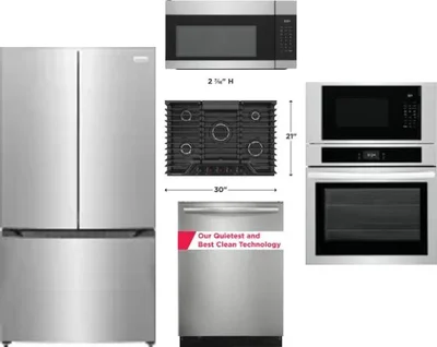 5 Piece Package Includes Refrigerator, Cooktop, Wall Oven, Microwave And Dishwasher